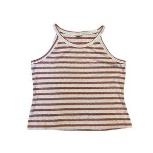 Womens Striped Tank Top XL cotton blend a.n.a. high halter neck stretch
